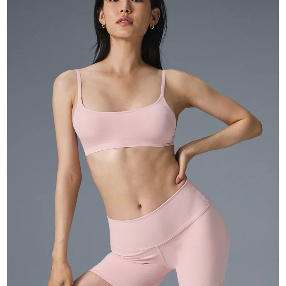 Alo Sheer Glow Bra Ballet Pink NWT